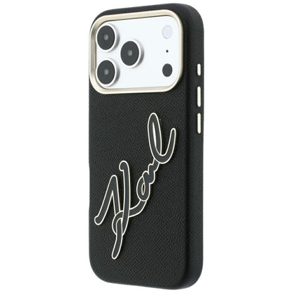 Fodral för Apple iPhone 18 Pro / 17 Pro, Karl Lagerfeld, Smooth Big Resin Signature Logo, Svart