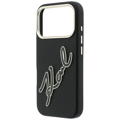 Fodral för Apple iPhone 18 Pro / 17 Pro, Karl Lagerfeld, Smooth Big Resin Signature Logo, Svart