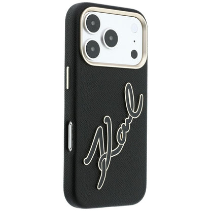 Fodral för Apple iPhone 18 Pro / 17 Pro, Karl Lagerfeld, Smooth Big Resin Signature Logo, Svart