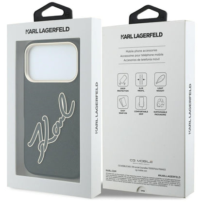 Fodral för Apple iPhone 18 Pro / 17 Pro, Karl Lagerfeld, Smooth Big Resin Signature Logo, Svart
