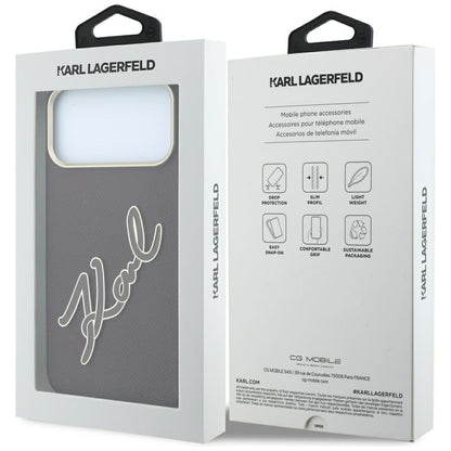 Fodral för Apple iPhone 18 Pro / 17 Pro, Karl Lagerfeld, Smooth Big Resin Signature Logo, Vinröd
