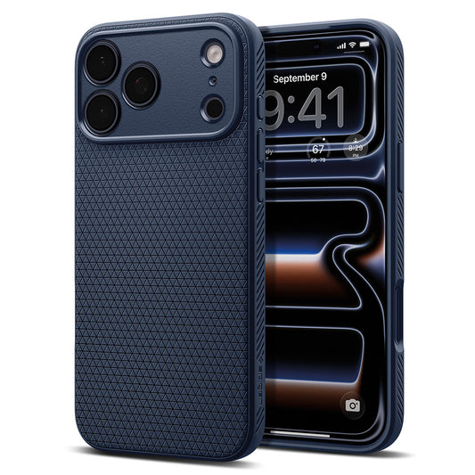 Fodral för Apple iPhone 18 Pro / 17 Pro, Spigen, Liquid Air, Marinblå ACS12150