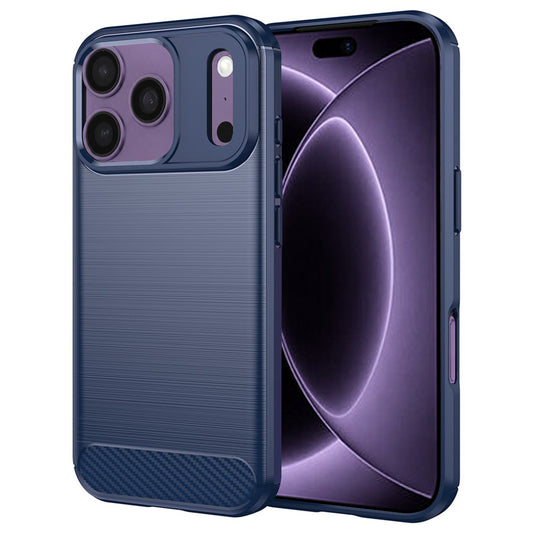 Fodral för Apple iPhone 18 Pro / 17 Pro, Techsuit, Kolfiber, Blå