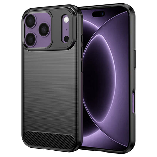 Fodral för Apple iPhone 18 Pro / 17 Pro, Techsuit, Kolfiber, Svart