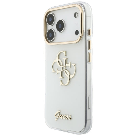 Fodral för Apple iPhone 18 Pro, Guess, IML 4G Metal Script, Vit