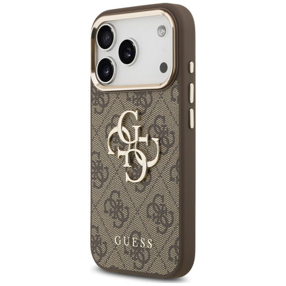 Fodral för Apple iPhone 18 Pro Max / 17 Pro Max, Guess, 4G Classic Logo med rem, Brun Guld