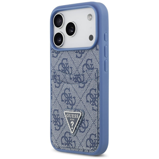 Fodral för Apple iPhone 18 Pro Max / 17 Pro Max, Guess, 4G Double Card Triangle, blått