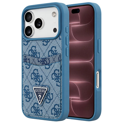 Fodral för Apple iPhone 18 Pro Max / 17 Pro Max, Guess, 4G Double Card Triangle, blått