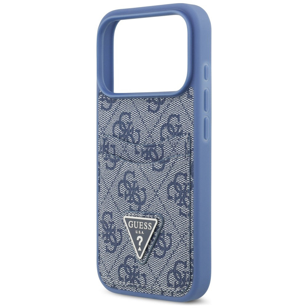 Fodral för Apple iPhone 18 Pro Max / 17 Pro Max, Guess, 4G Double Card Triangle, blått