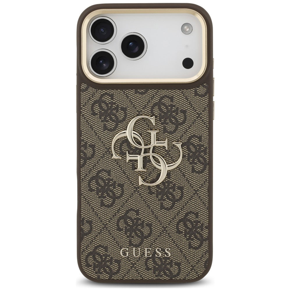 Fodral för Apple iPhone 18 Pro Max / 17 Pro Max, Guess, Big 4G Classic Logo & Big Strap Metal Buttons, brun