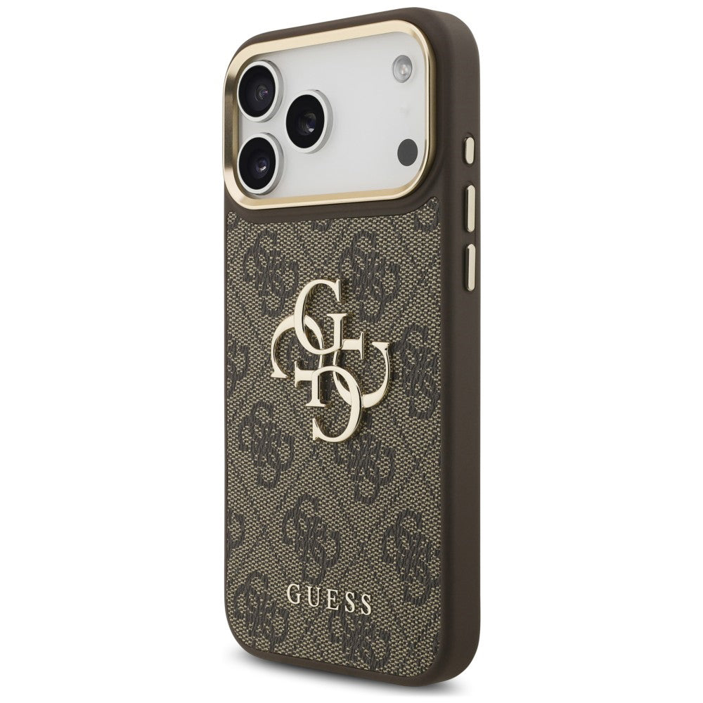 Fodral för Apple iPhone 18 Pro Max / 17 Pro Max, Guess, Big 4G Classic Logo & Big Strap Metal Buttons, brun
