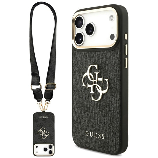 Fodral för Apple iPhone 18 Pro Max / 17 Pro Max, Guess, Big 4G Classic Logo & Big Strap Metal Buttons, svart