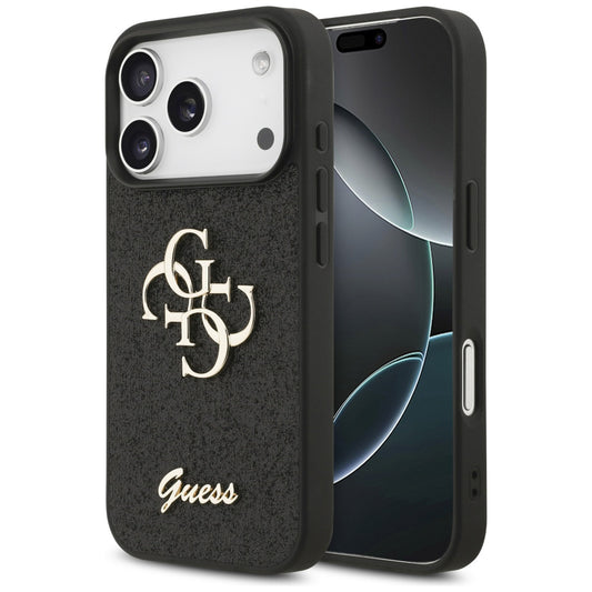 Fodral för Apple iPhone 18 Pro Max / 17 Pro Max, Guess, Fixed Glitter Big 4G, Svart