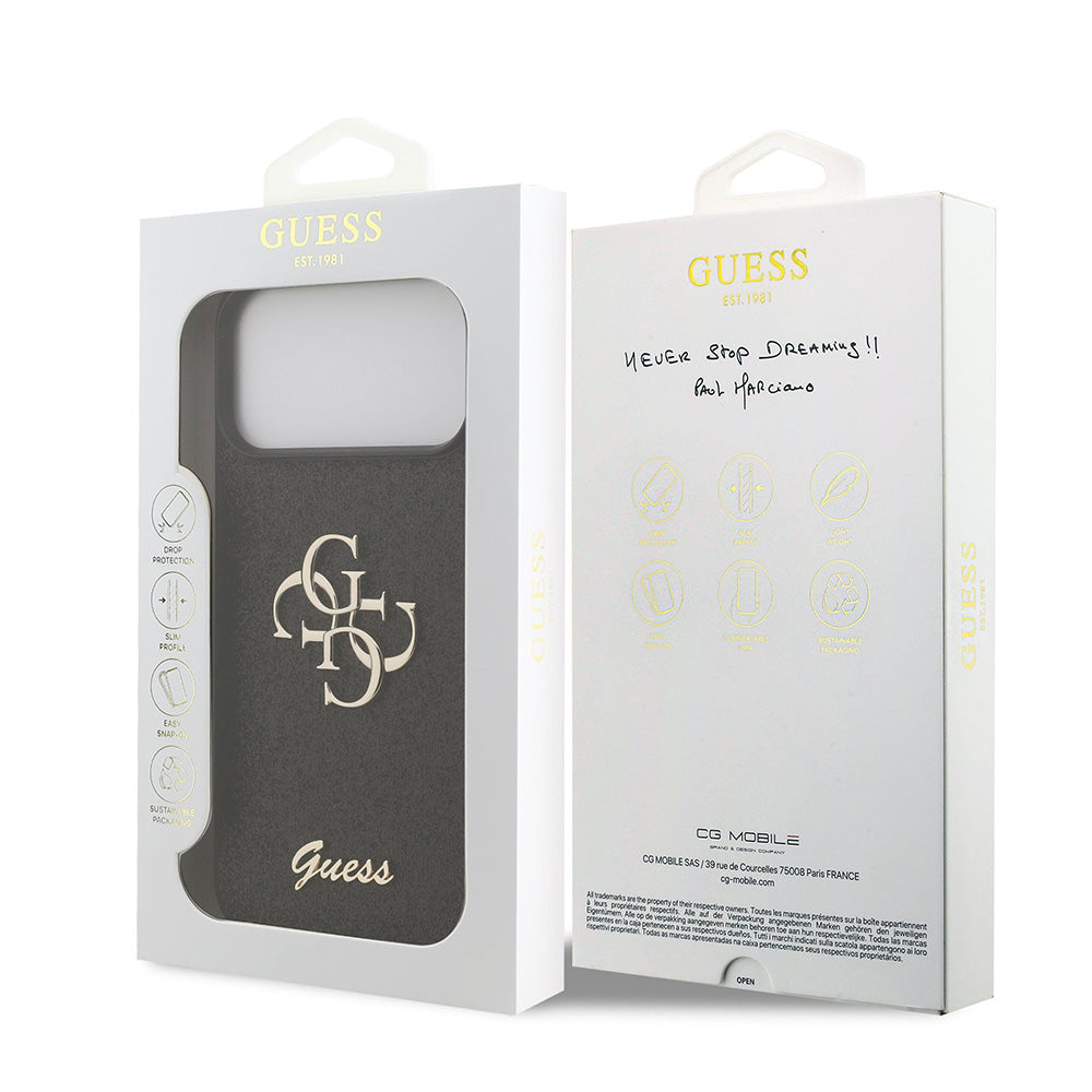 Fodral för Apple iPhone 18 Pro Max / 17 Pro Max, Guess, Fixed Glitter Big 4G, Svart