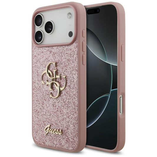 Fodral för Apple iPhone 18 Pro Max / 17 Pro Max, Guess, Fixed Glitter Big 4G, Rosa