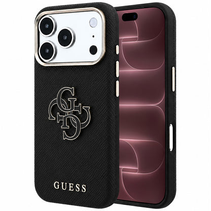 Fodral för Apple iPhone 18 Pro Max / 17 Pro Max, Guess, Grained Big Resin Logo, Svart