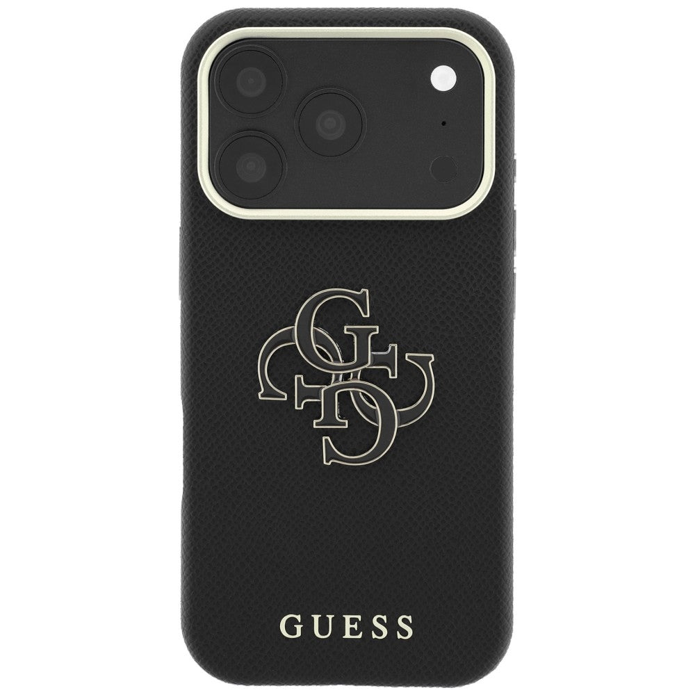 Fodral för Apple iPhone 18 Pro Max / 17 Pro Max, Guess, Grained Big Resin Logo, Svart