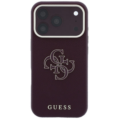Case for Apple iPhone 18 Pro Max / 17 Pro Max, Guess, Grained Big Resin Logo, Burgundy