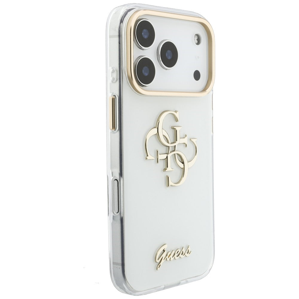 Fodral för Apple iPhone 18 Pro Max / 17 Pro Max, Guess, IML 4G Metal Script, Vit