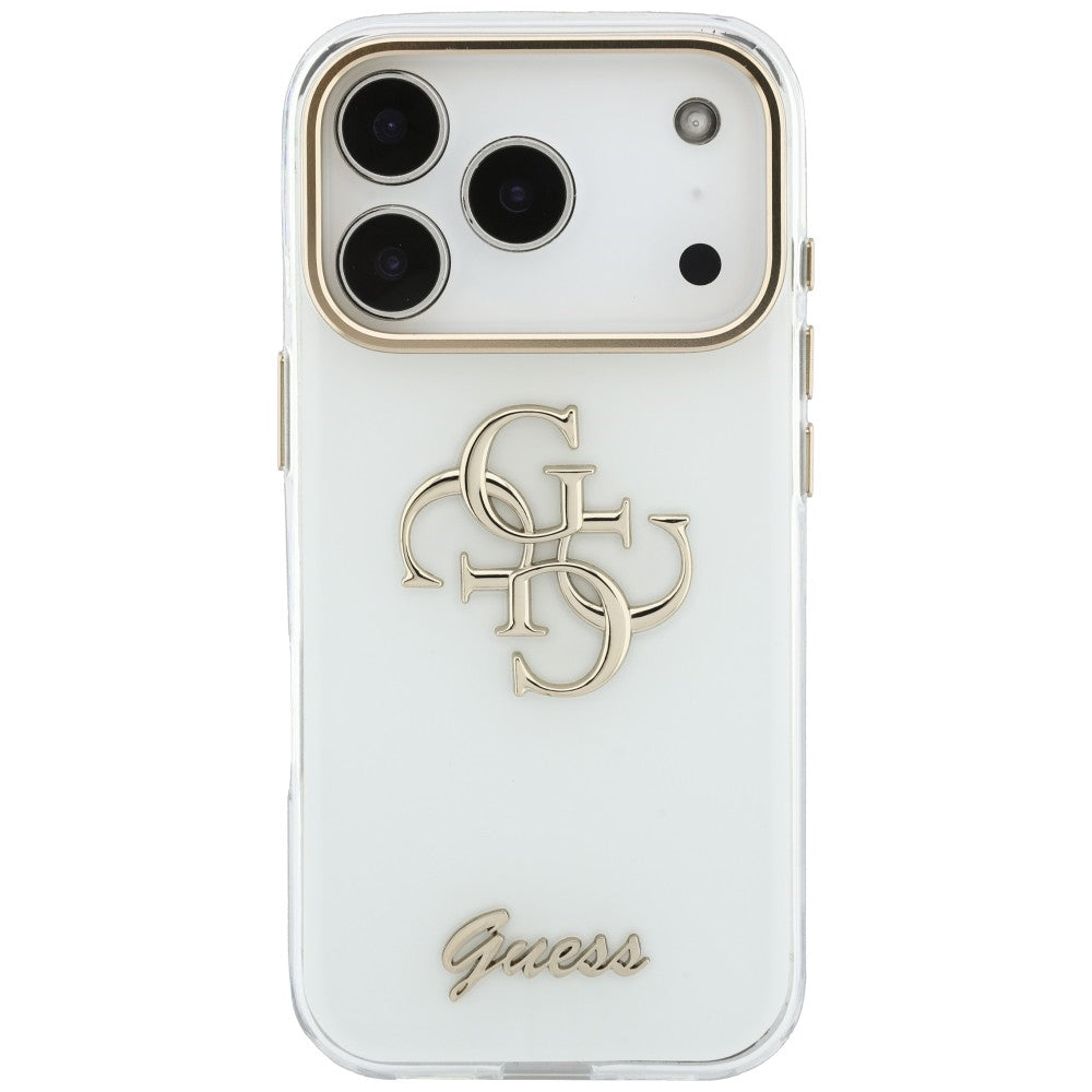 Fodral för Apple iPhone 18 Pro Max / 17 Pro Max, Guess, IML 4G Metal Script, Vit
