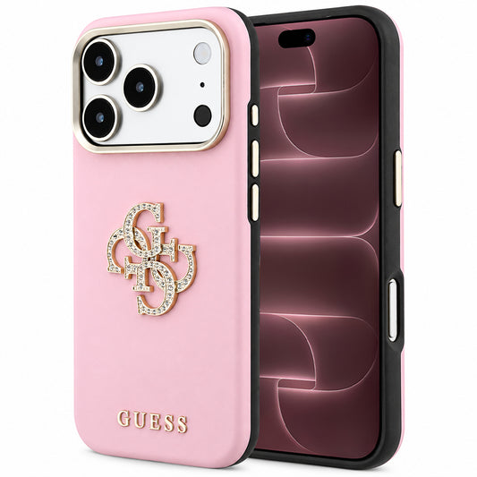 Fodral för Apple iPhone 18 Pro Max / 17 Pro Max, Guess, Smooth Big Strass Logo, rosa