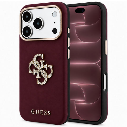 Fodral för Apple iPhone 18 Pro Max / 17 Pro Max, Guess, Smooth Big Strass Logo, Vinröd