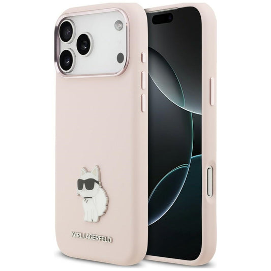 Fodral för Apple iPhone 18 Pro Max / 17 Pro Max, Karl Lagerfeld, Choupette Metal Pin, rosa