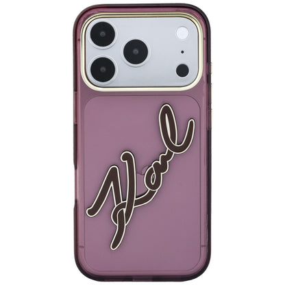 Fodral för Apple iPhone 18 Pro Max / 17 Pro Max, Karl Lagerfeld, IML Big Signature Resin Logo Metallram, Vinröd
