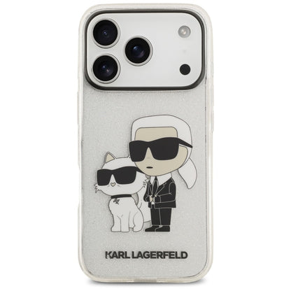 Skal till Apple iPhone 18 Pro Max / 17 Pro Max, Karl Lagerfeld, IML Glitter Karl and Choupette NFT, transparent