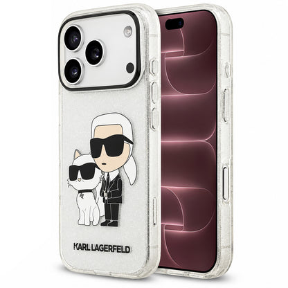 Skal till Apple iPhone 18 Pro Max / 17 Pro Max, Karl Lagerfeld, IML Glitter Karl and Choupette NFT, transparent