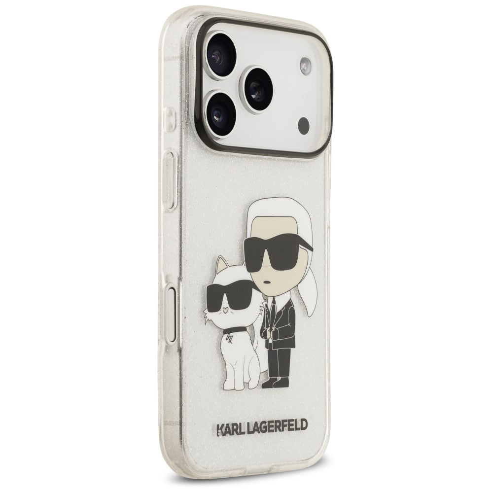Skal till Apple iPhone 18 Pro Max / 17 Pro Max, Karl Lagerfeld, IML Glitter Karl and Choupette NFT, transparent