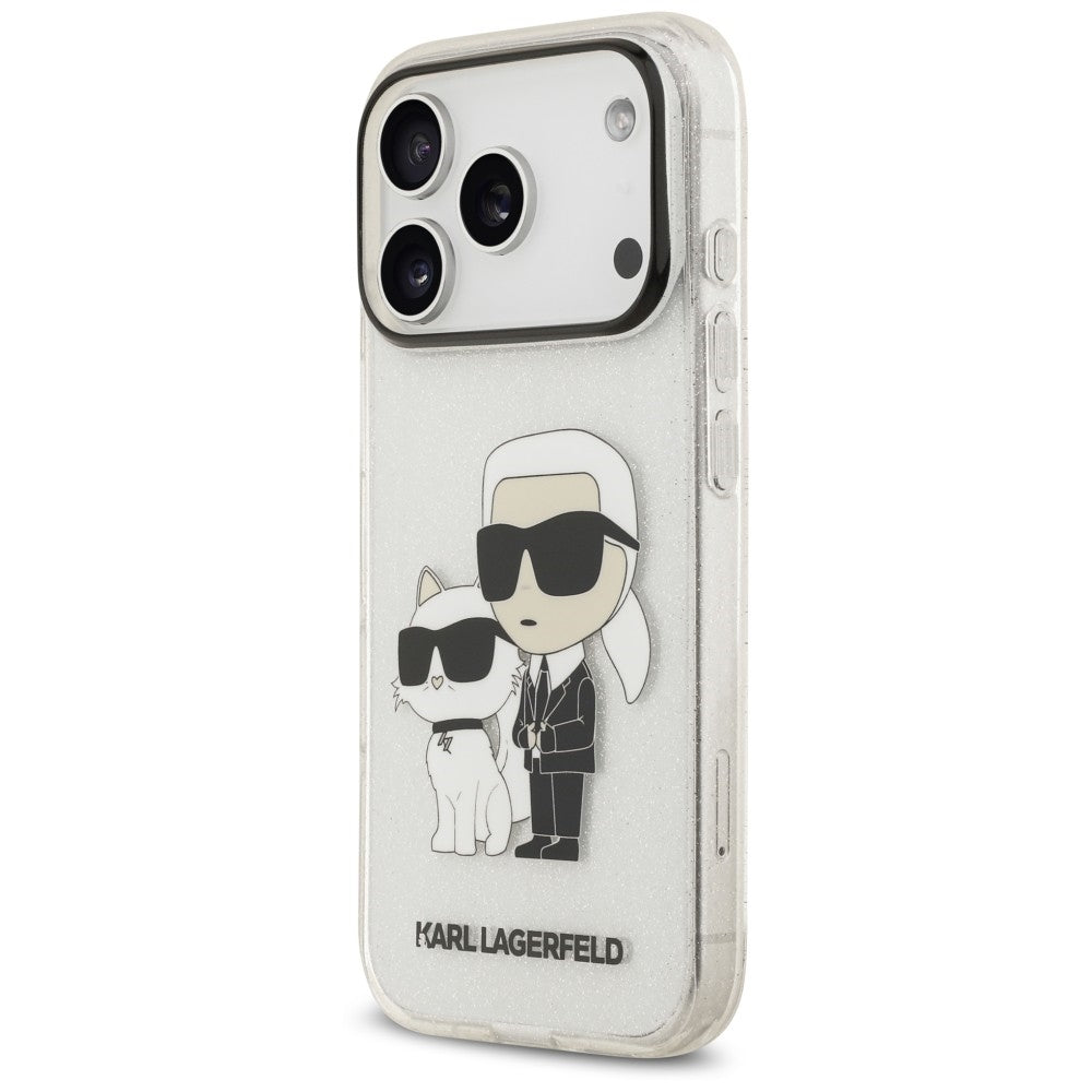 Skal till Apple iPhone 18 Pro Max / 17 Pro Max, Karl Lagerfeld, IML Glitter Karl and Choupette NFT, transparent