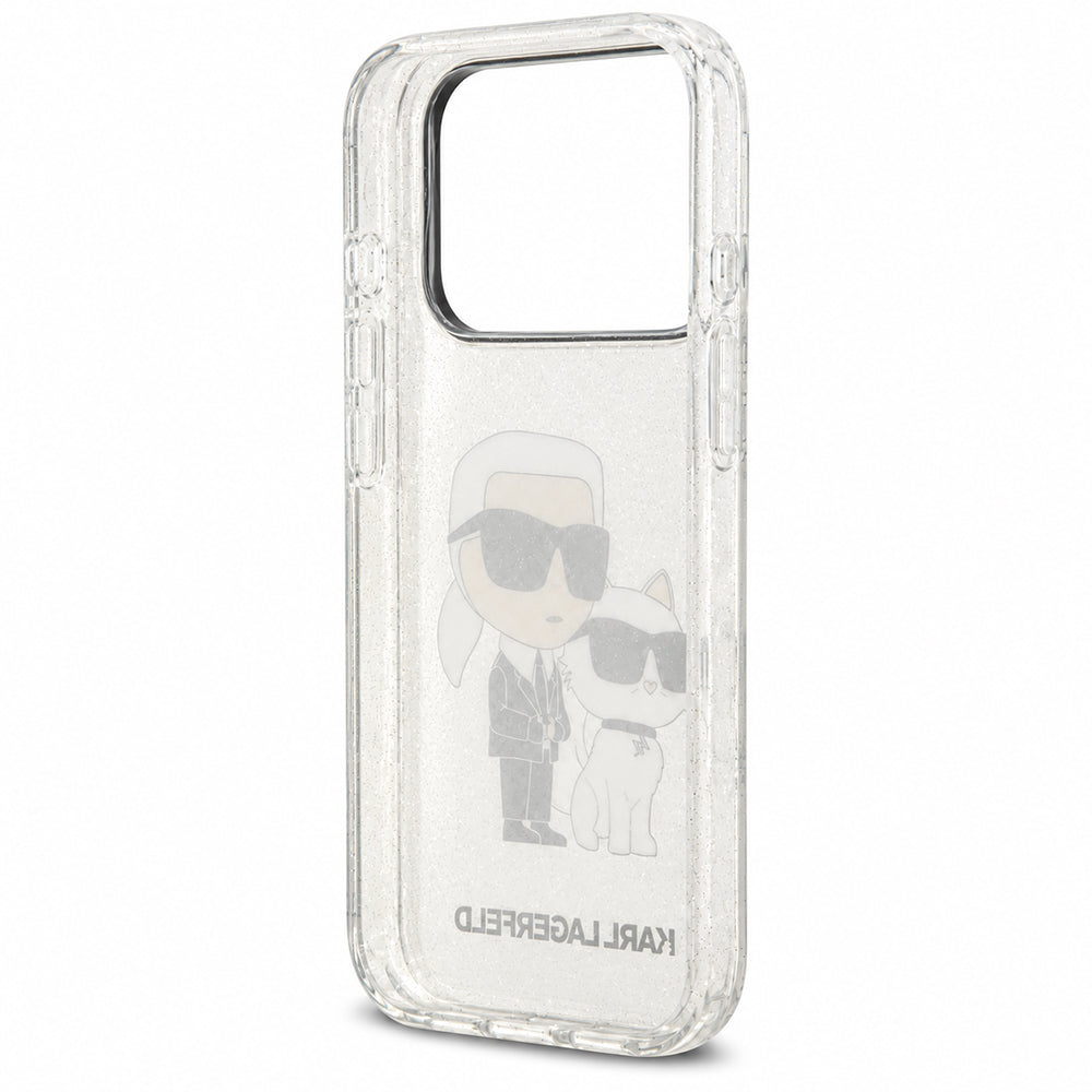 Skal till Apple iPhone 18 Pro Max / 17 Pro Max, Karl Lagerfeld, IML Glitter Karl and Choupette NFT, transparent