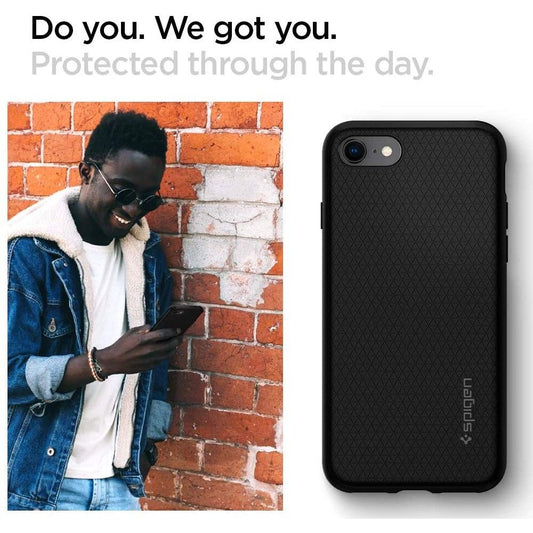 Skyddsfodral för Apple iPhone SE (2022) / SE (2020) / 8 / 7, Spigen, Liquid Air, Svart