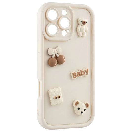 Fodral för Apple iPhone 14, OEM, Ultra Trendy 3D Bear, Beige