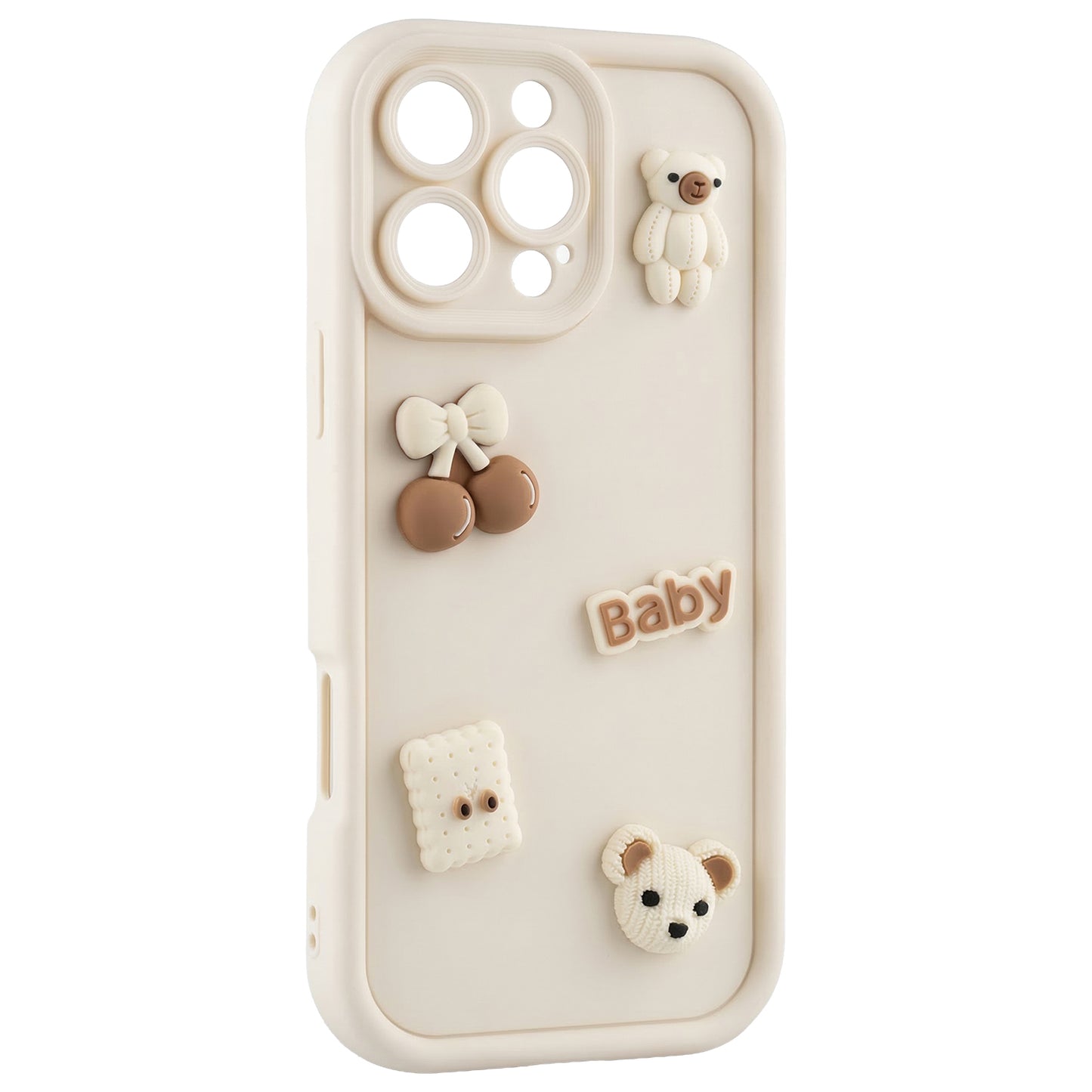 Fodral för Apple iPhone 16 Pro Max, OEM, Ultra Trendy 3D Bear, Beige