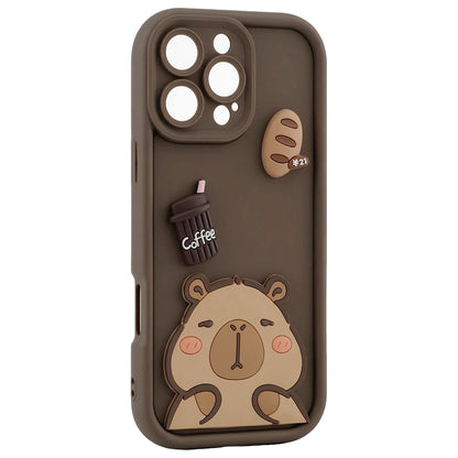 Fodral för Apple iPhone 16, OEM, Ultra Trendy 3D Capybara, Brun