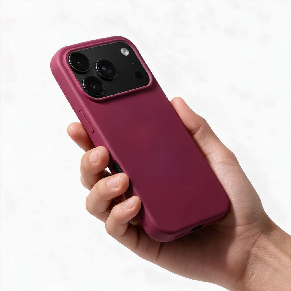 Skal till Apple iPhone 18 Pro / iPhone 17 Pro, OEM, silikon, vinröd