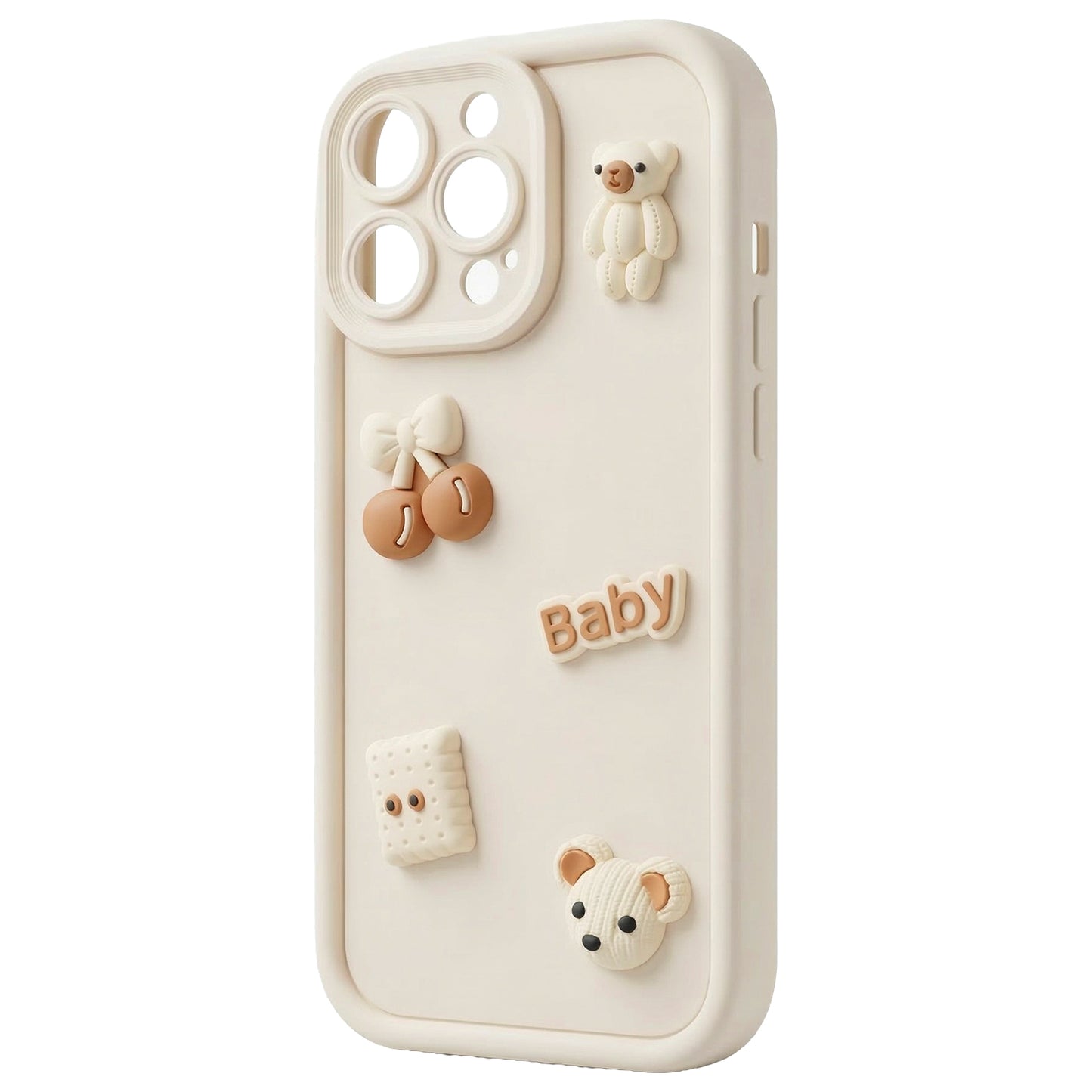 Fodral för Apple iPhone 17 Pro, OEM, Ultra Trendy 3D Bear, Beige
