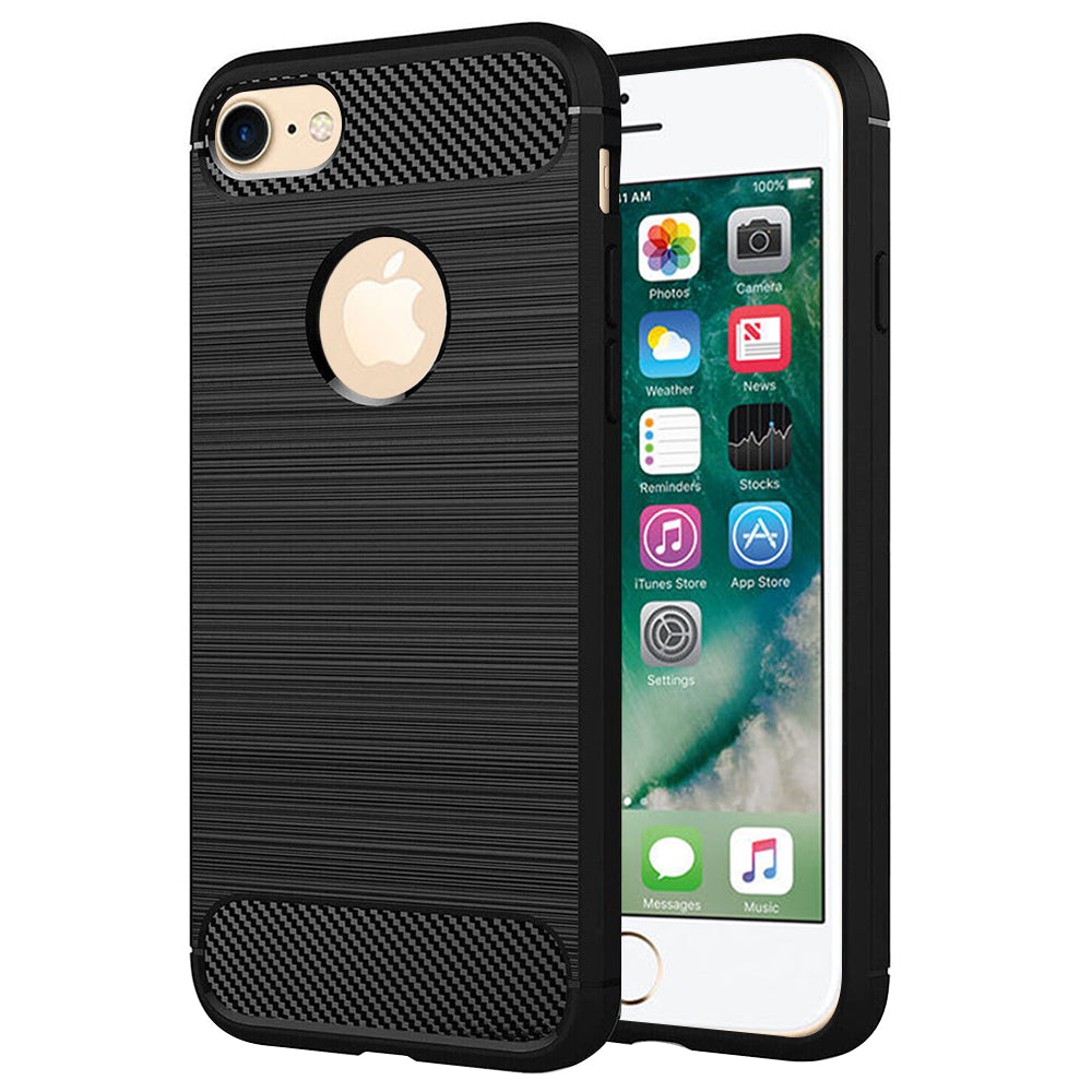 Fodral för Apple iPhone 8 / 7, Techsuit, Kolfiber, Svart