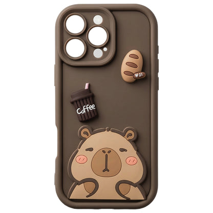 Fodral för Apple iPhone 14, OEM, Ultra Trendy 3D Capybara, Brun