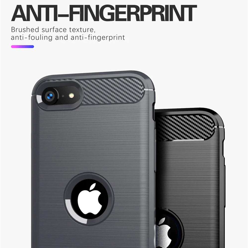 Fodral för Apple iPhone SE (2022) / SE (2020), Techsuit, Kolfiber, Svart