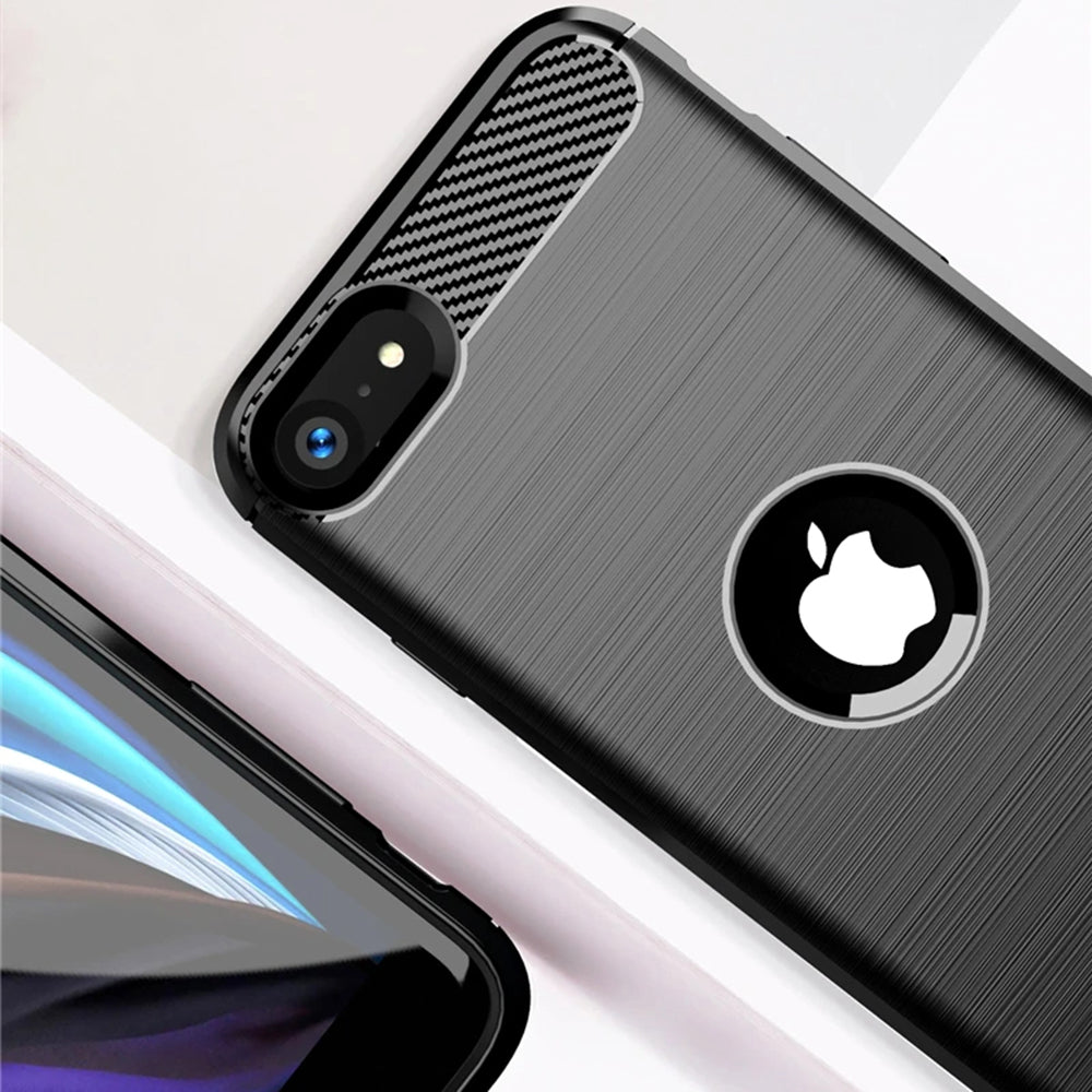Fodral för Apple iPhone SE (2022) / SE (2020), Techsuit, Kolfiber, Svart