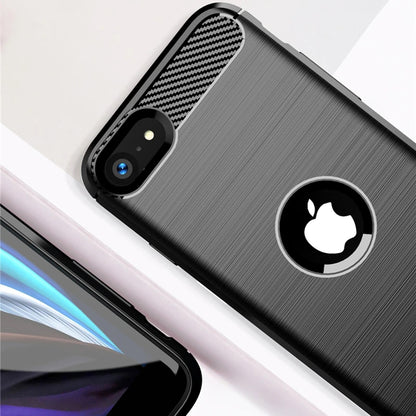 Fodral för Apple iPhone SE (2022) / SE (2020), Techsuit, Kolfiber, Svart