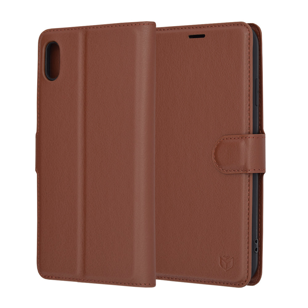 Fodral för Apple iPhone XS Max, Techsuit, Leather Folio, Brun