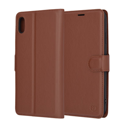 Fodral för Apple iPhone XS Max, Techsuit, Leather Folio, Brun