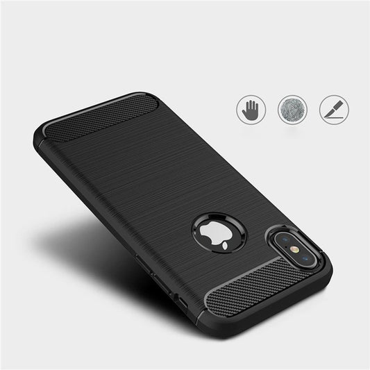 Fodral för Apple iPhone XS / X, Techsuit, Kolfiber, Svart