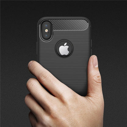Fodral för Apple iPhone XS / X, Techsuit, Kolfiber, Svart