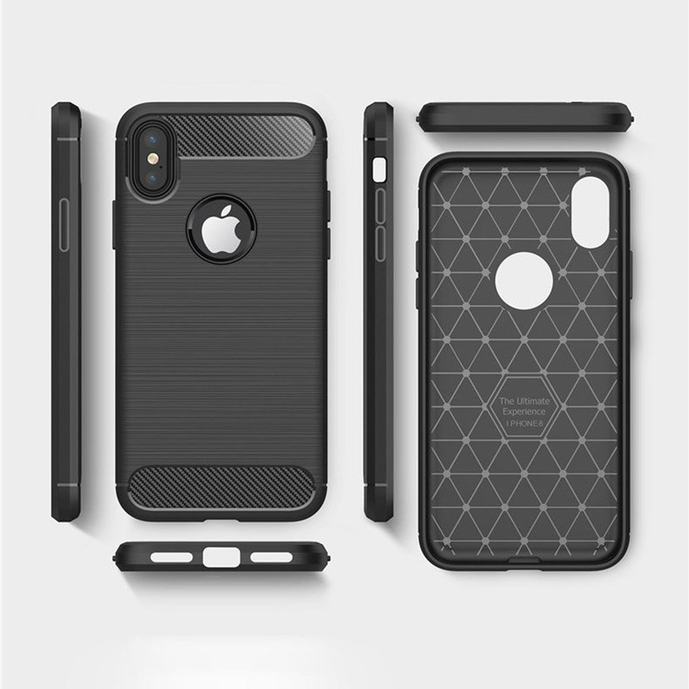 Fodral för Apple iPhone XS / X, Techsuit, Kolfiber, Svart
