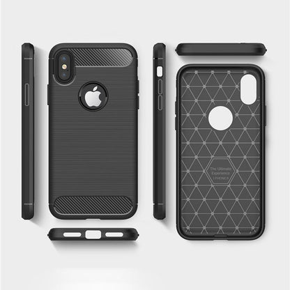 Fodral för Apple iPhone XS / X, Techsuit, Kolfiber, Svart